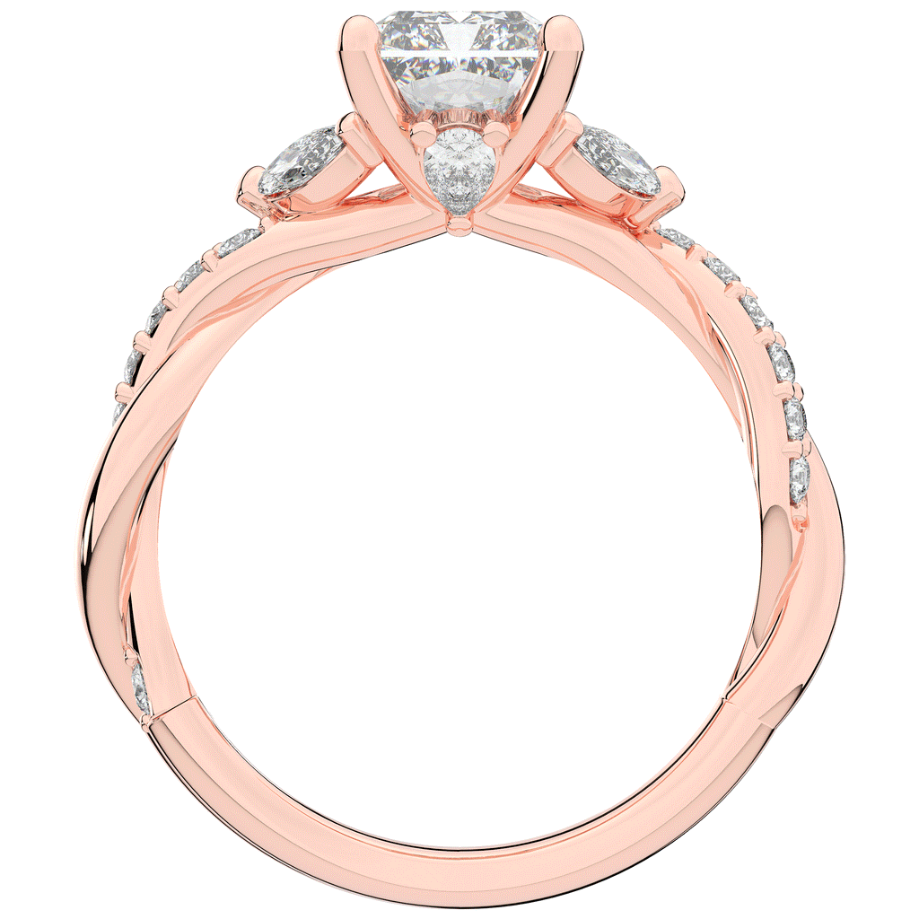 2.40CT.TW RADIANT LAB DIAMOND TWIST BAND ENGAGEMENT RING - Nazarelle