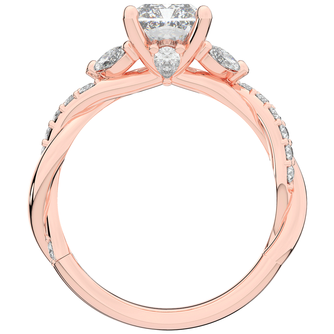 2.40CT.TW RADIANT LAB DIAMOND TWIST BAND ENGAGEMENT RING - Nazarelle