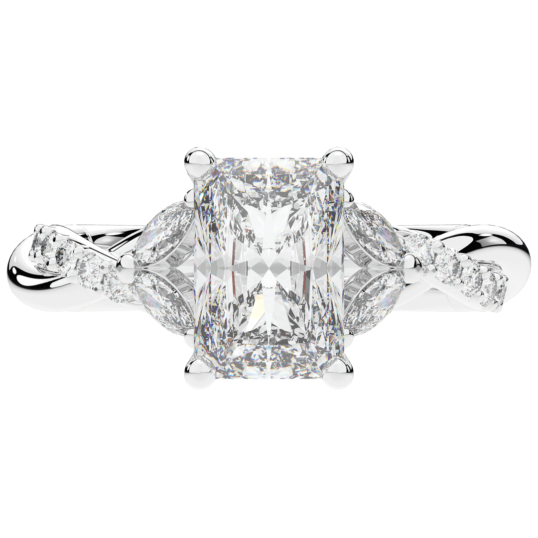 2.40CT.TW RADIANT LAB DIAMOND TWIST BAND ENGAGEMENT RING - Nazarelle