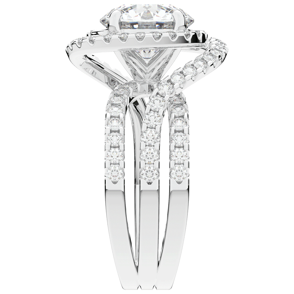 3.90CT.TW ROUND LAB DIAMOND TWIST HALO ENGAGEMENT RING - Nazarelle