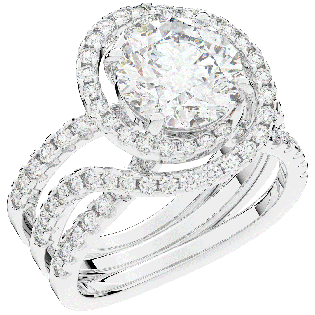 3.90CT.TW ROUND LAB DIAMOND TWIST HALO ENGAGEMENT RING - Nazarelle