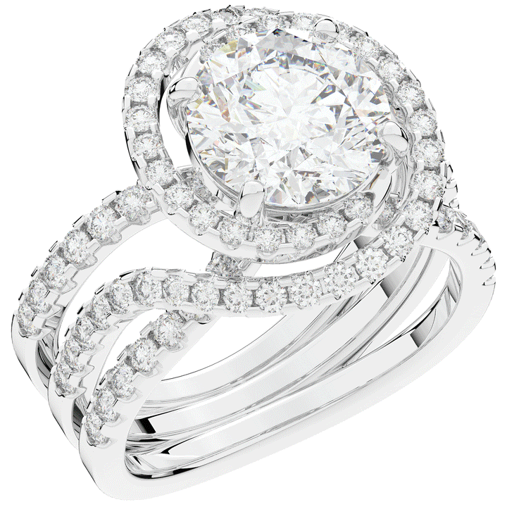 3.90CT.TW ROUND LAB DIAMOND TWIST HALO ENGAGEMENT RING - Nazarelle