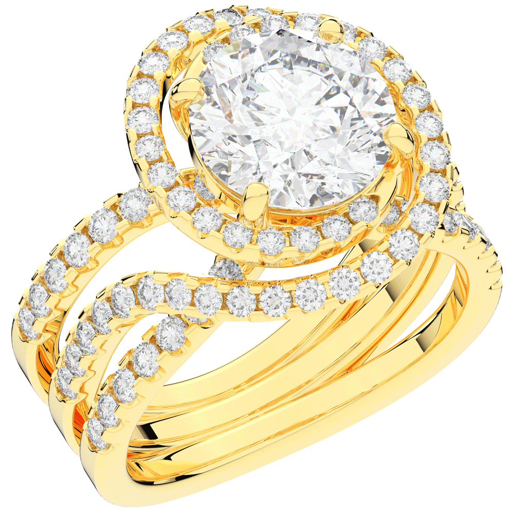 3.90CT.TW ROUND LAB DIAMOND TWIST HALO ENGAGEMENT RING - Nazarelle