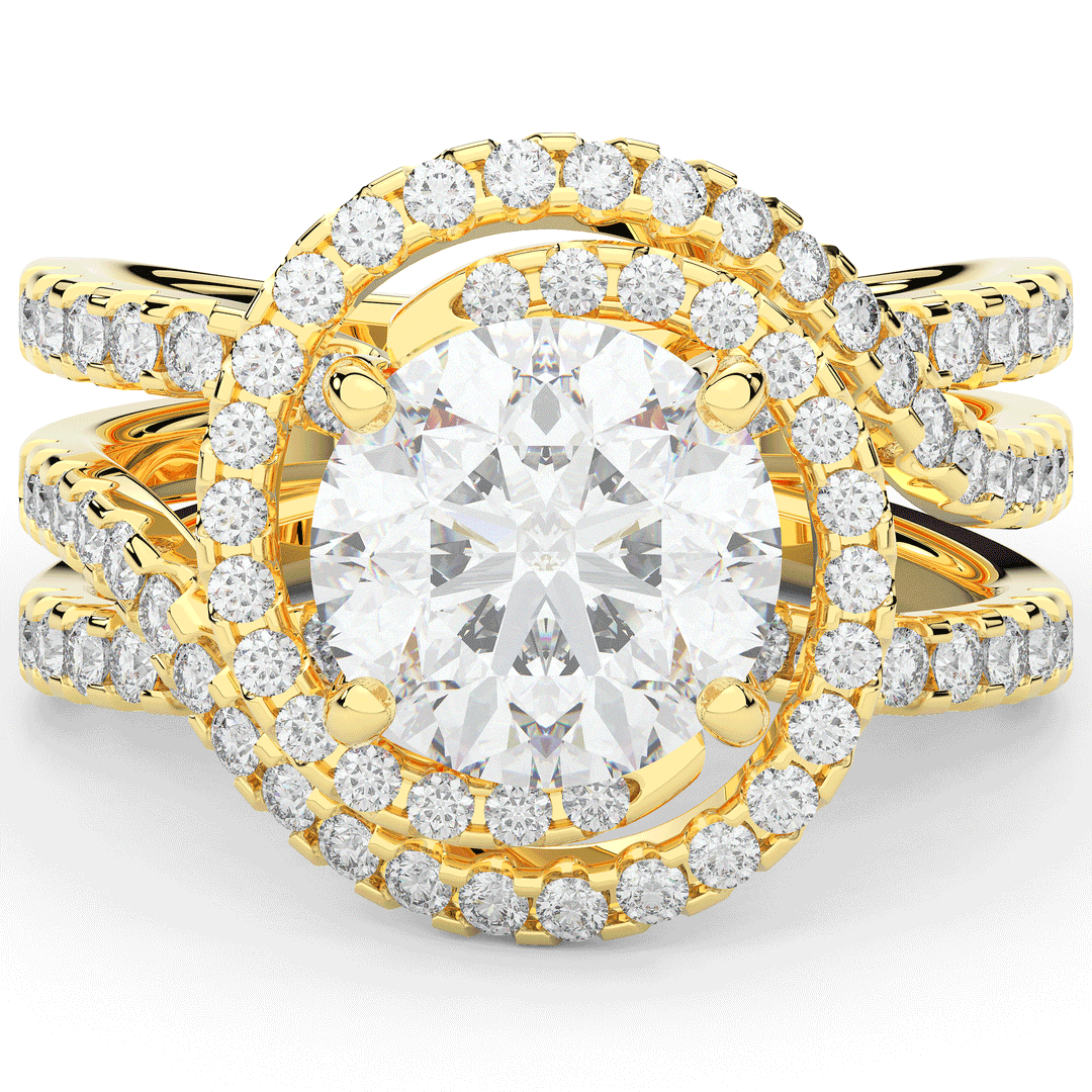 3.90CT.TW ROUND LAB DIAMOND TWIST HALO ENGAGEMENT RING - Nazarelle