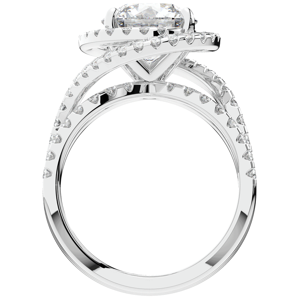 3.90CT.TW ROUND LAB DIAMOND TWIST HALO ENGAGEMENT RING - Nazarelle