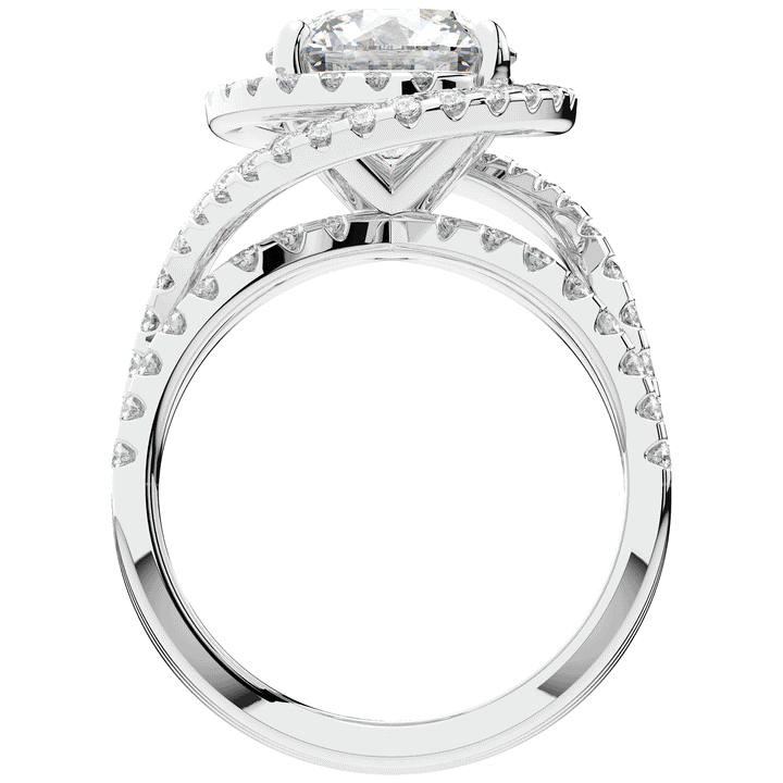 3.90CT.TW ROUND LAB DIAMOND TWIST HALO ENGAGEMENT RING - Nazarelle