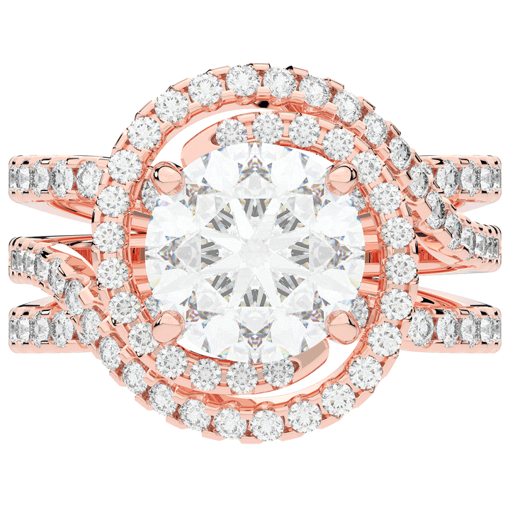 3.90CT.TW ROUND LAB DIAMOND TWIST HALO ENGAGEMENT RING - Nazarelle