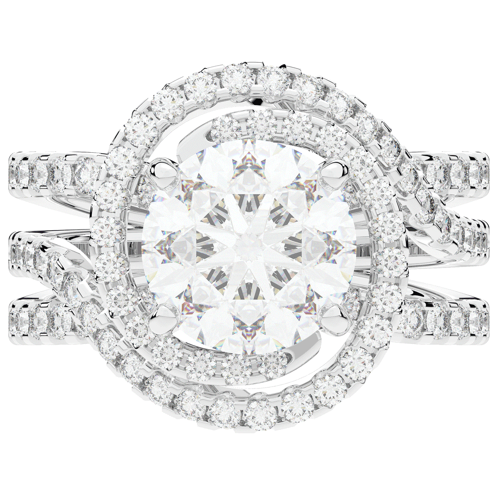 3.90CT.TW ROUND LAB DIAMOND TWIST HALO ENGAGEMENT RING - Nazarelle