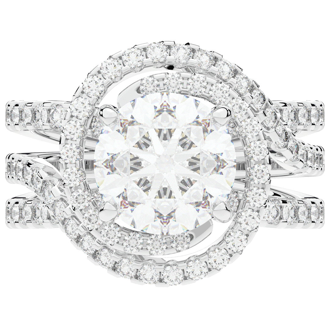 3.90CT.TW ROUND LAB DIAMOND TWIST HALO ENGAGEMENT RING - Nazarelle