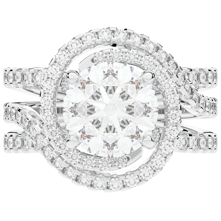 3.90CT.TW ROUND LAB DIAMOND TWIST HALO ENGAGEMENT RING - Nazarelle