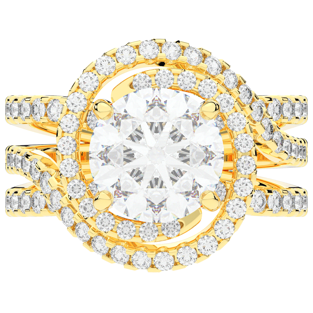 3.90CT.TW ROUND LAB DIAMOND TWIST HALO ENGAGEMENT RING - Nazarelle