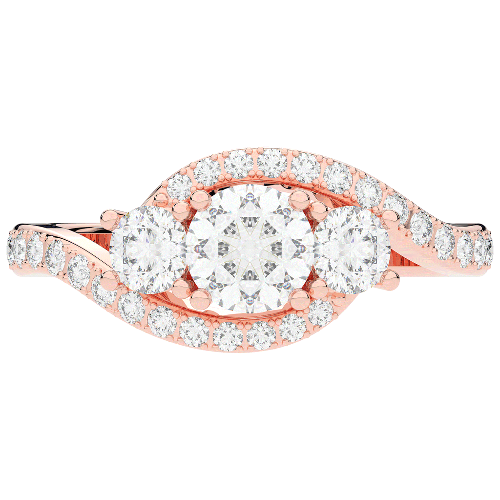 1.65CT.TW ROUND LAB DIAMOND TWIST HALO ENGAGEMENT RING - Nazarelle