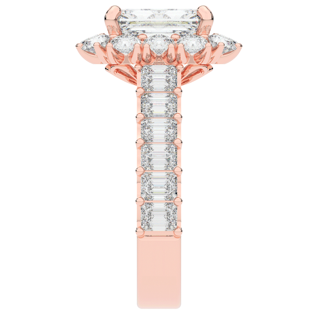 6.00CT.TW EMERALD CUT LAB DIAMOND HALO ENGAGEMENT RING - Nazarelle