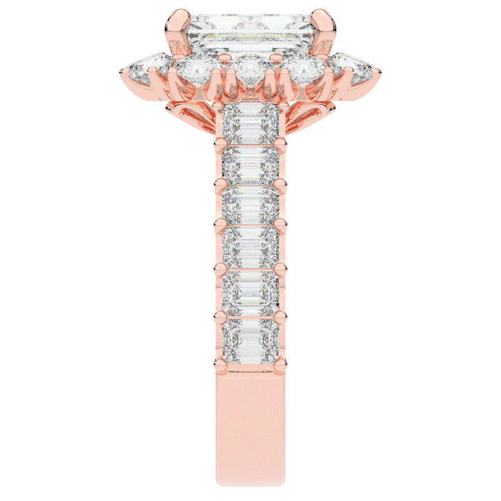 6.00CT.TW EMERALD CUT LAB DIAMOND HALO ENGAGEMENT RING - Nazarelle