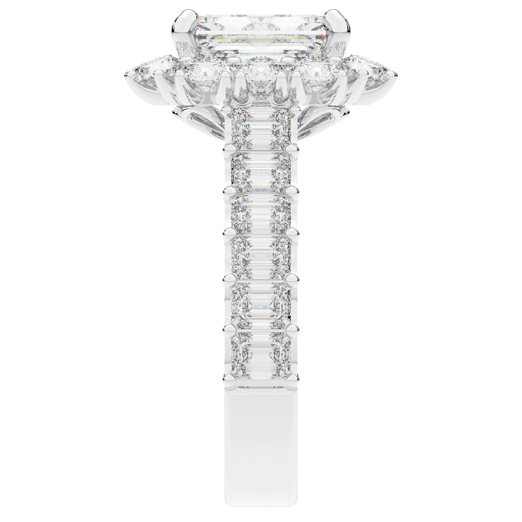 6.00CT.TW EMERALD CUT LAB DIAMOND HALO ENGAGEMENT RING - Nazarelle