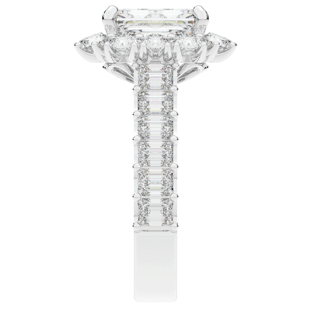 6.00CT.TW EMERALD CUT LAB DIAMOND HALO ENGAGEMENT RING - Nazarelle