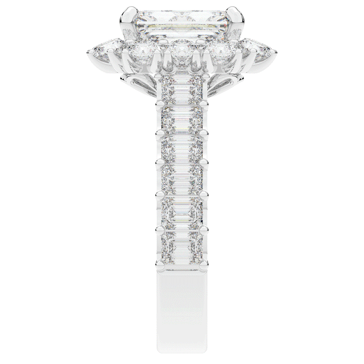 6.00CT.TW EMERALD CUT LAB DIAMOND HALO ENGAGEMENT RING - Nazarelle