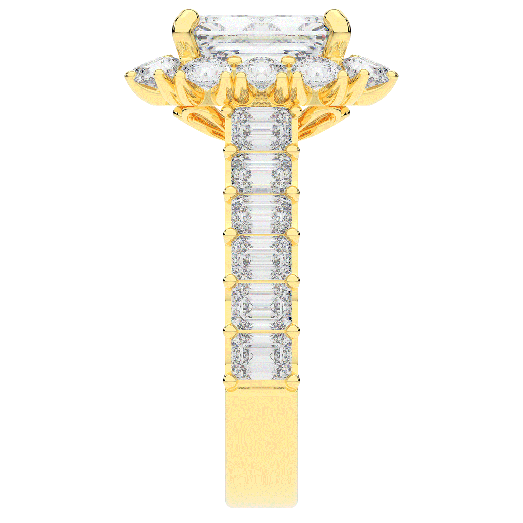 6.00CT.TW EMERALD CUT LAB DIAMOND HALO ENGAGEMENT RING - Nazarelle