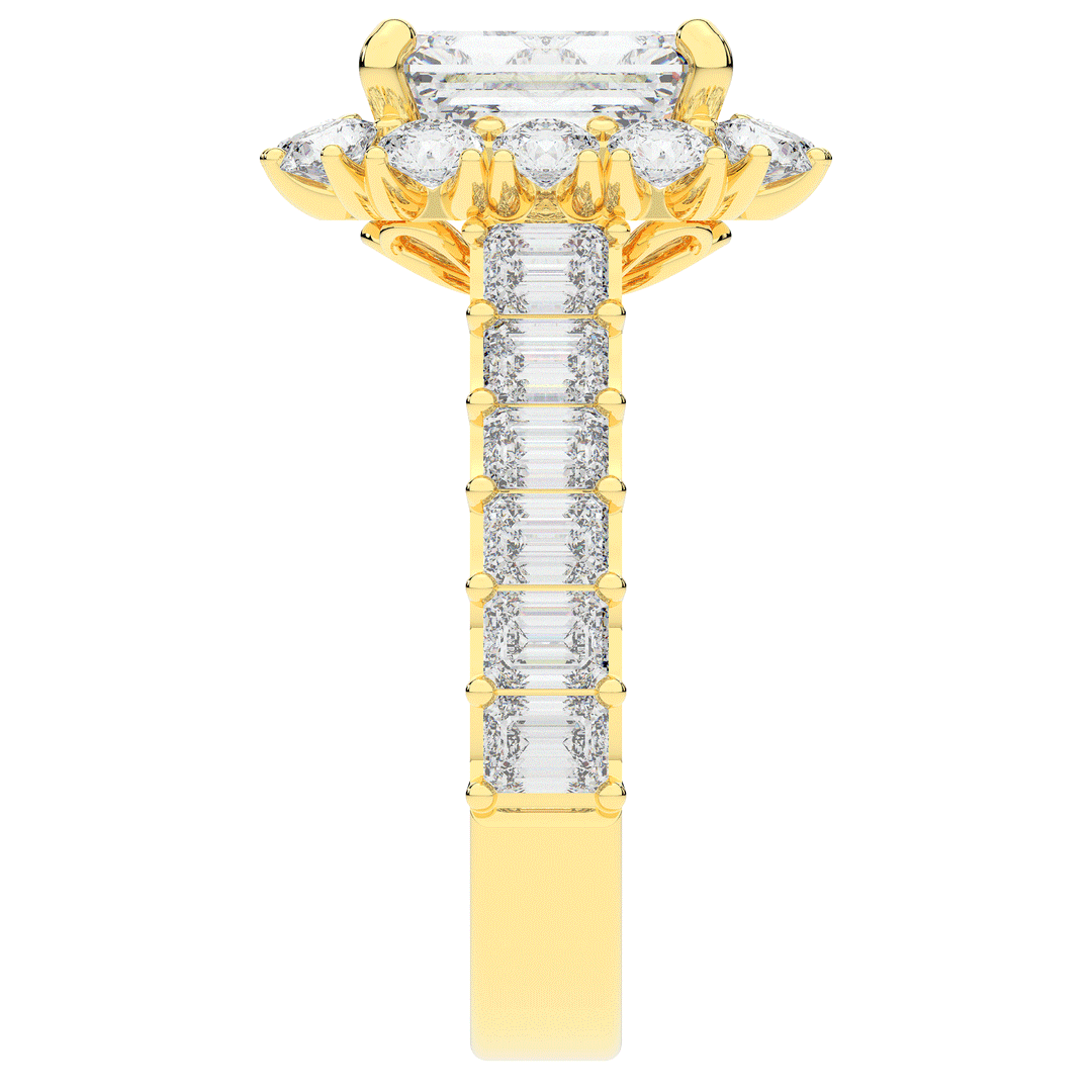 6.00CT.TW EMERALD CUT LAB DIAMOND HALO ENGAGEMENT RING - Nazarelle