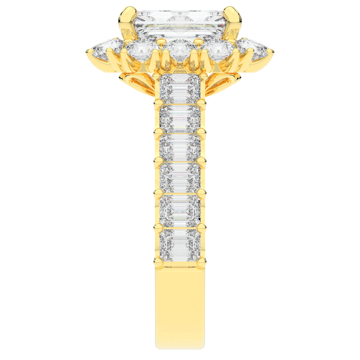 6.00CT.TW EMERALD CUT LAB DIAMOND HALO ENGAGEMENT RING - Nazarelle