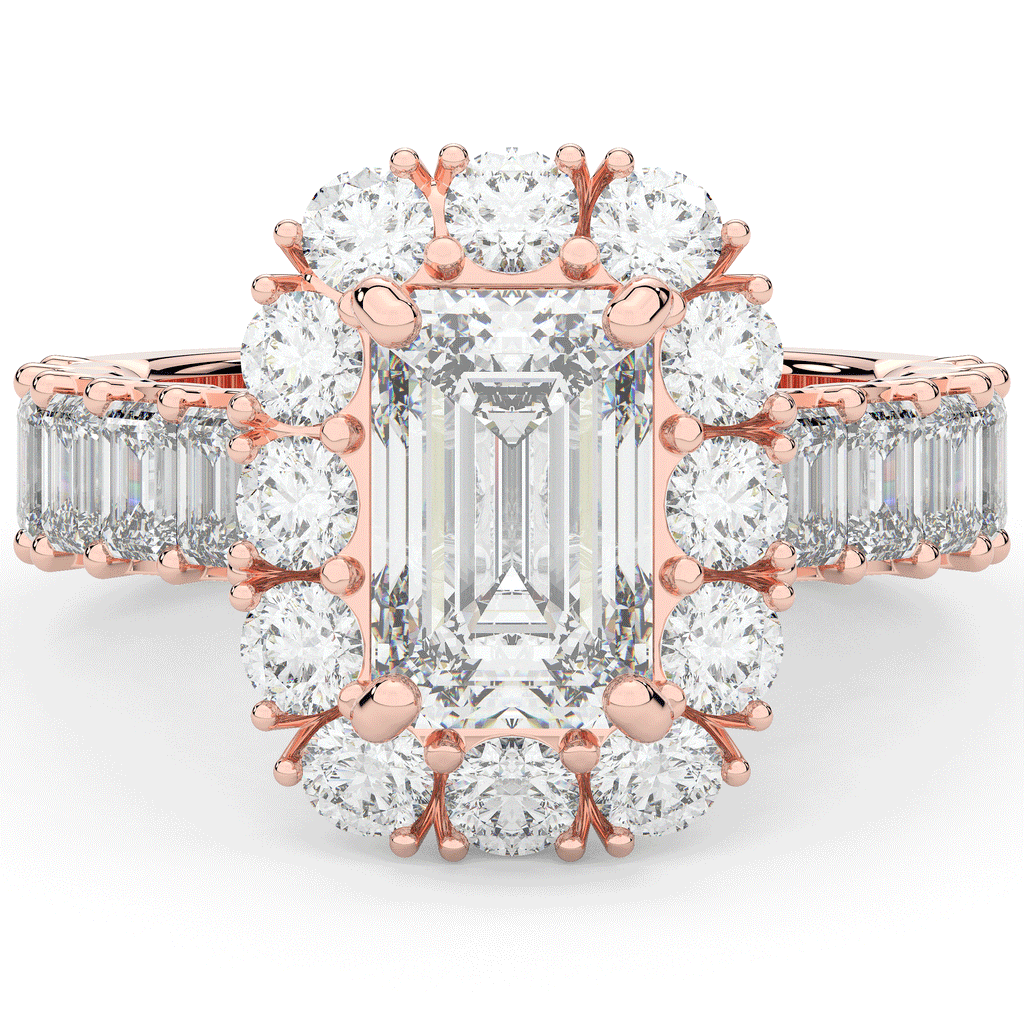 6.00CT.TW EMERALD CUT LAB DIAMOND HALO ENGAGEMENT RING - Nazarelle