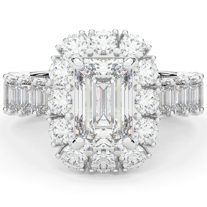 6.00CT.TW EMERALD CUT LAB DIAMOND HALO ENGAGEMENT RING - Nazarelle