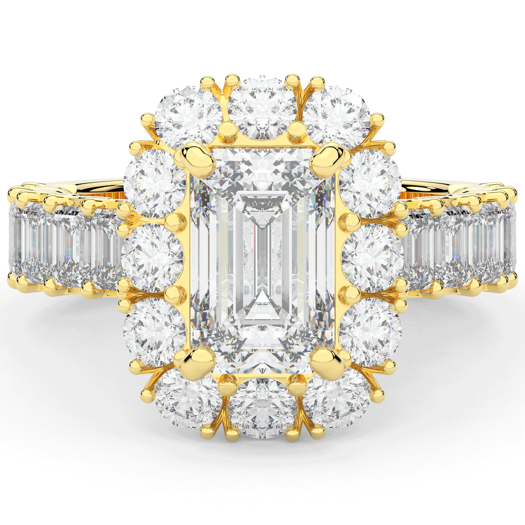 6.00CT.TW EMERALD CUT LAB DIAMOND HALO ENGAGEMENT RING - Nazarelle