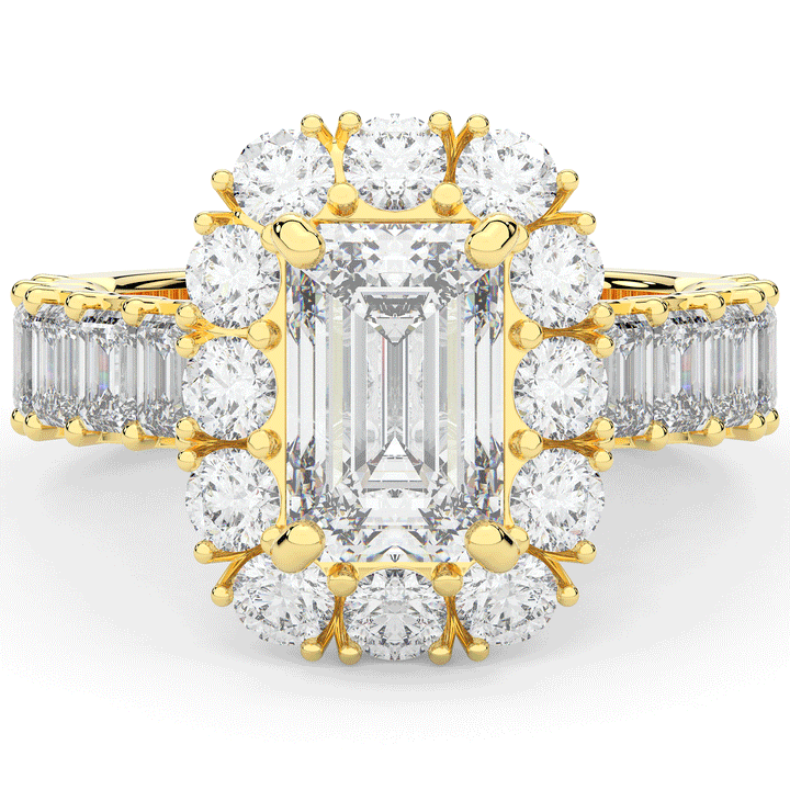 6.00CT.TW EMERALD CUT LAB DIAMOND HALO ENGAGEMENT RING - Nazarelle