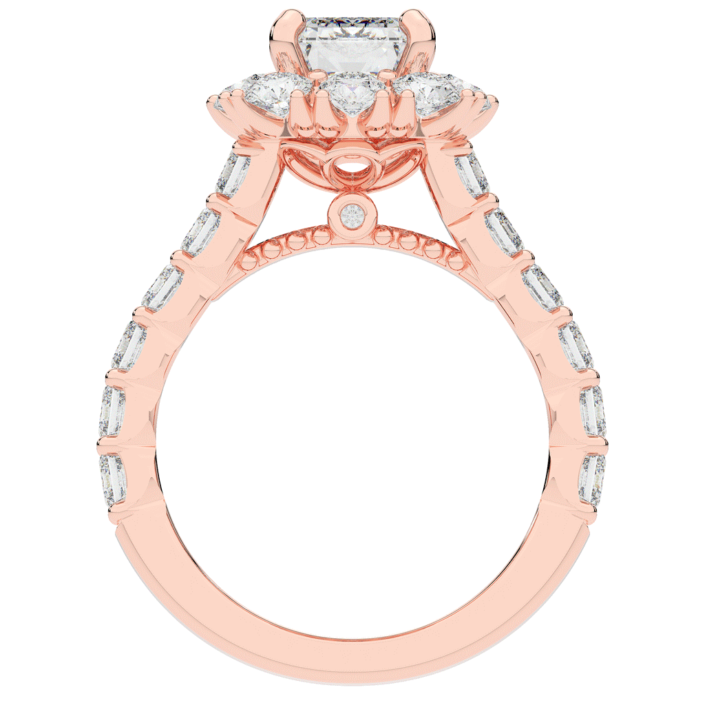 6.00CT.TW EMERALD CUT LAB DIAMOND HALO ENGAGEMENT RING - Nazarelle