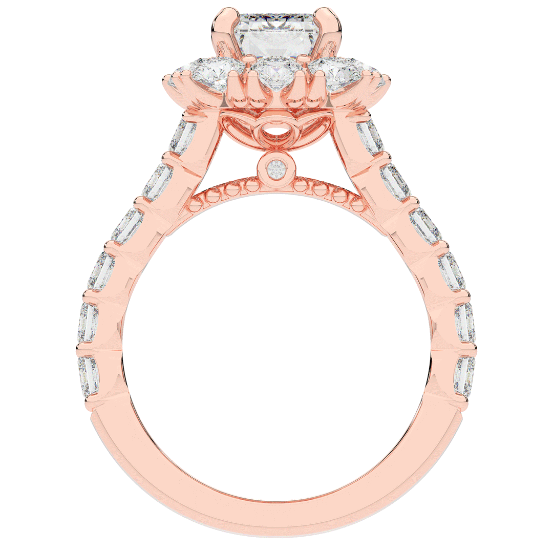 6.00CT.TW EMERALD CUT LAB DIAMOND HALO ENGAGEMENT RING - Nazarelle