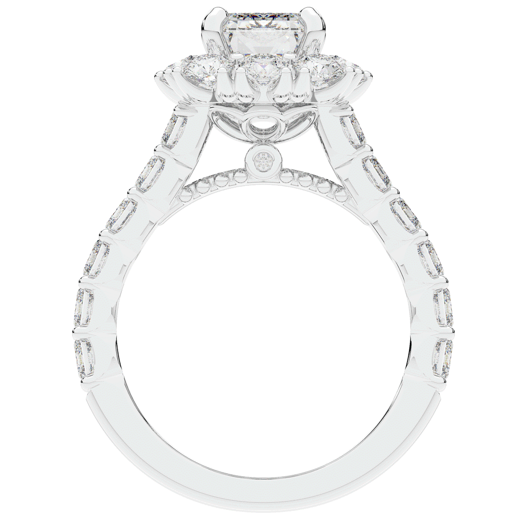 6.00CT.TW EMERALD CUT LAB DIAMOND HALO ENGAGEMENT RING - Nazarelle