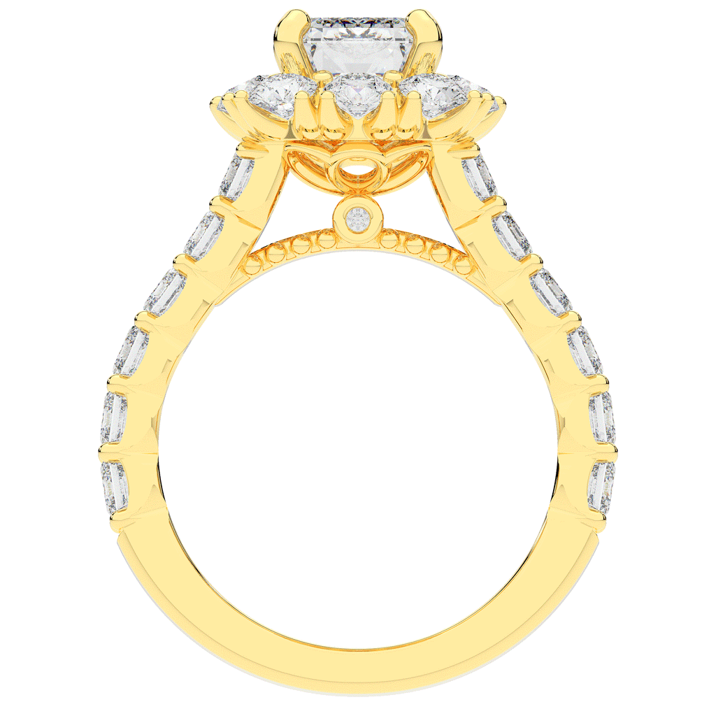 6.00CT.TW EMERALD CUT LAB DIAMOND HALO ENGAGEMENT RING - Nazarelle