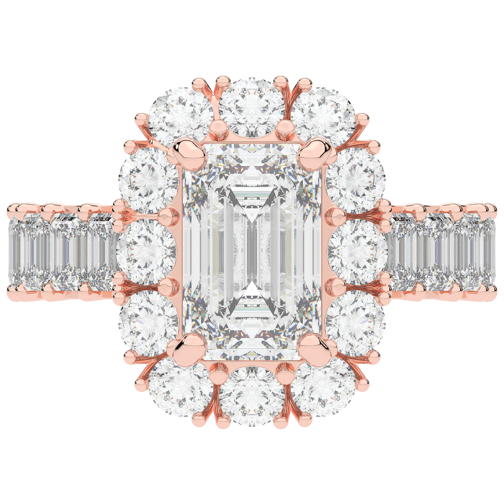 6.00CT.TW EMERALD CUT LAB DIAMOND HALO ENGAGEMENT RING - Nazarelle