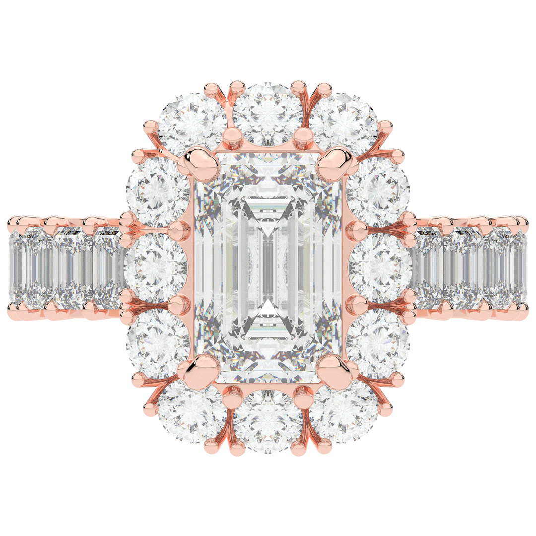 6.00CT.TW EMERALD CUT LAB DIAMOND HALO ENGAGEMENT RING - Nazarelle