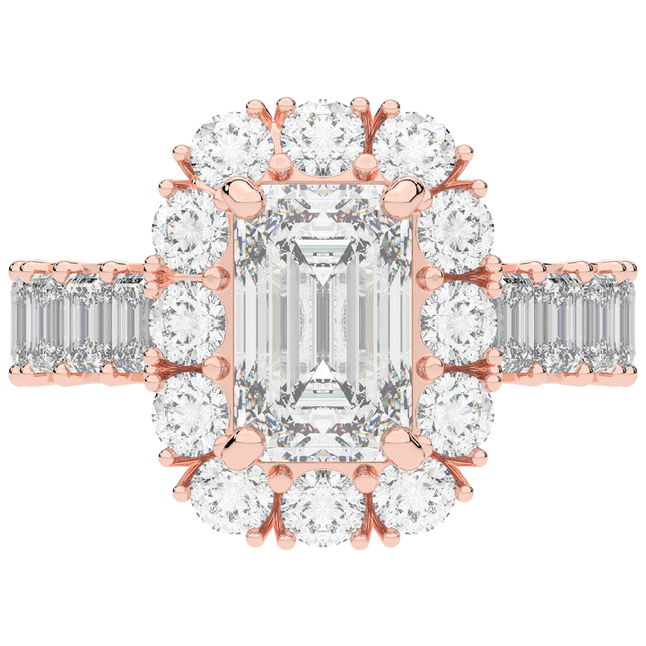 6.00CT.TW EMERALD CUT LAB DIAMOND HALO ENGAGEMENT RING - Nazarelle