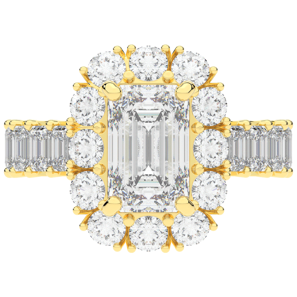 6.00CT.TW EMERALD CUT LAB DIAMOND HALO ENGAGEMENT RING - Nazarelle