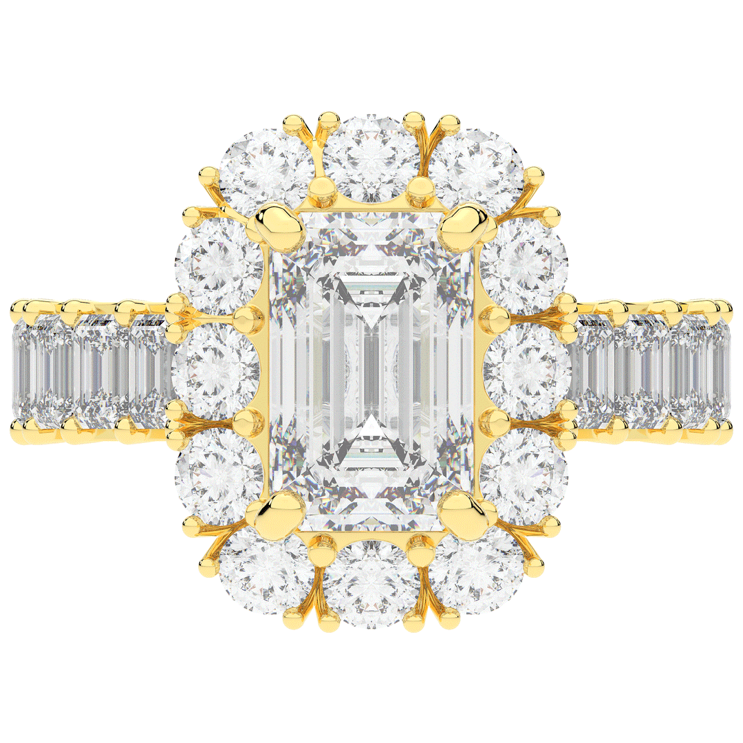 6.00CT.TW EMERALD CUT LAB DIAMOND HALO ENGAGEMENT RING - Nazarelle