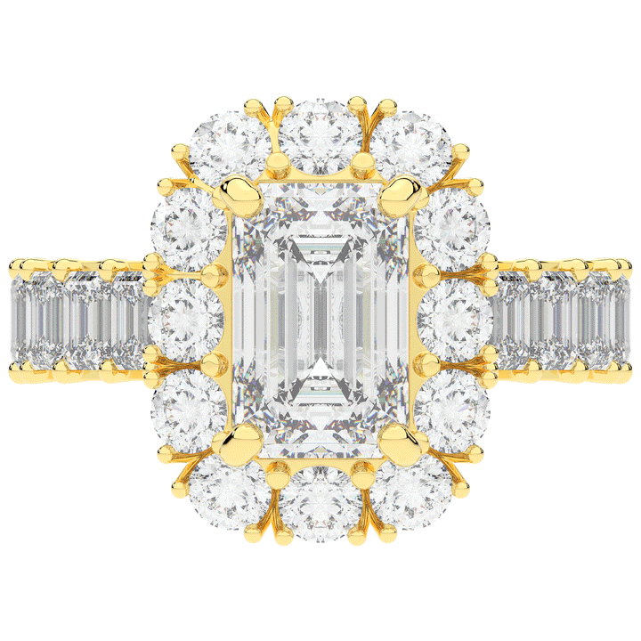 6.00CT.TW EMERALD CUT LAB DIAMOND HALO ENGAGEMENT RING - Nazarelle
