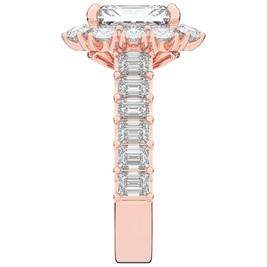 6.00CT.TW RADIANT LAB DIAMOND HALO ENGAGEMENT RING - Nazarelle