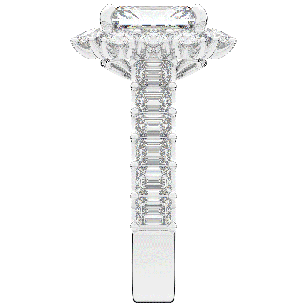 6.00CT.TW RADIANT LAB DIAMOND HALO ENGAGEMENT RING - Nazarelle