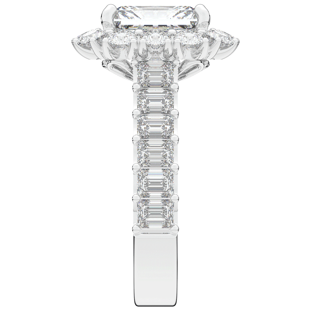 6.00CT.TW RADIANT LAB DIAMOND HALO ENGAGEMENT RING - Nazarelle