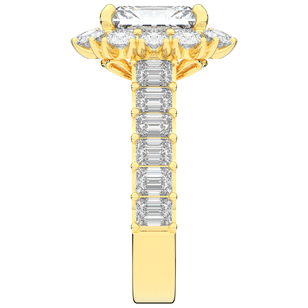 6.00CT.TW RADIANT LAB DIAMOND HALO ENGAGEMENT RING - Nazarelle