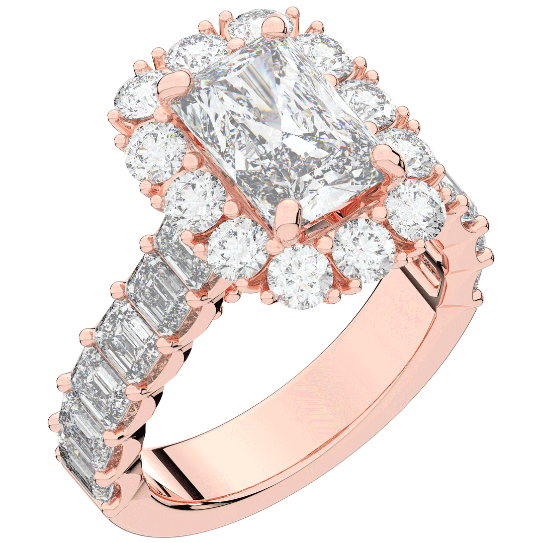 6.00CT.TW RADIANT LAB DIAMOND HALO ENGAGEMENT RING - Nazarelle
