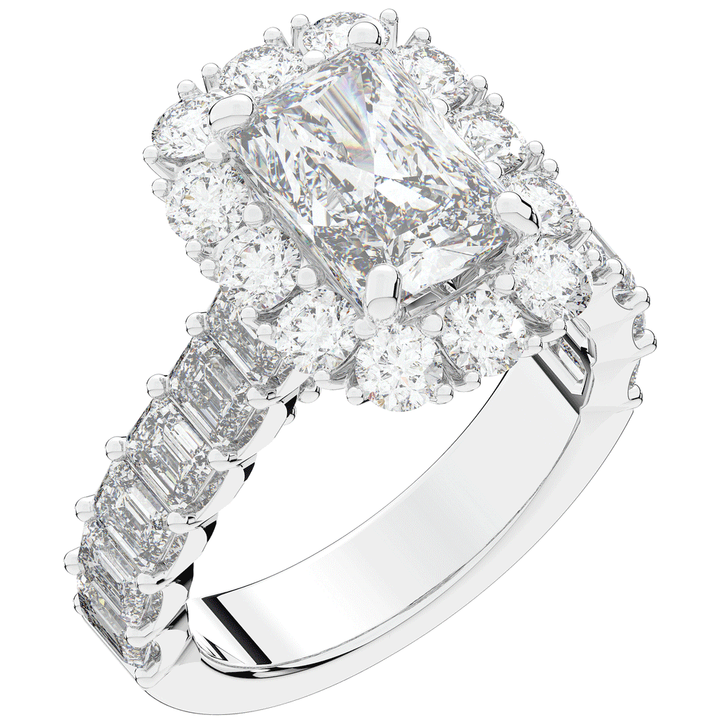 6.00CT.TW RADIANT LAB DIAMOND HALO ENGAGEMENT RING - Nazarelle