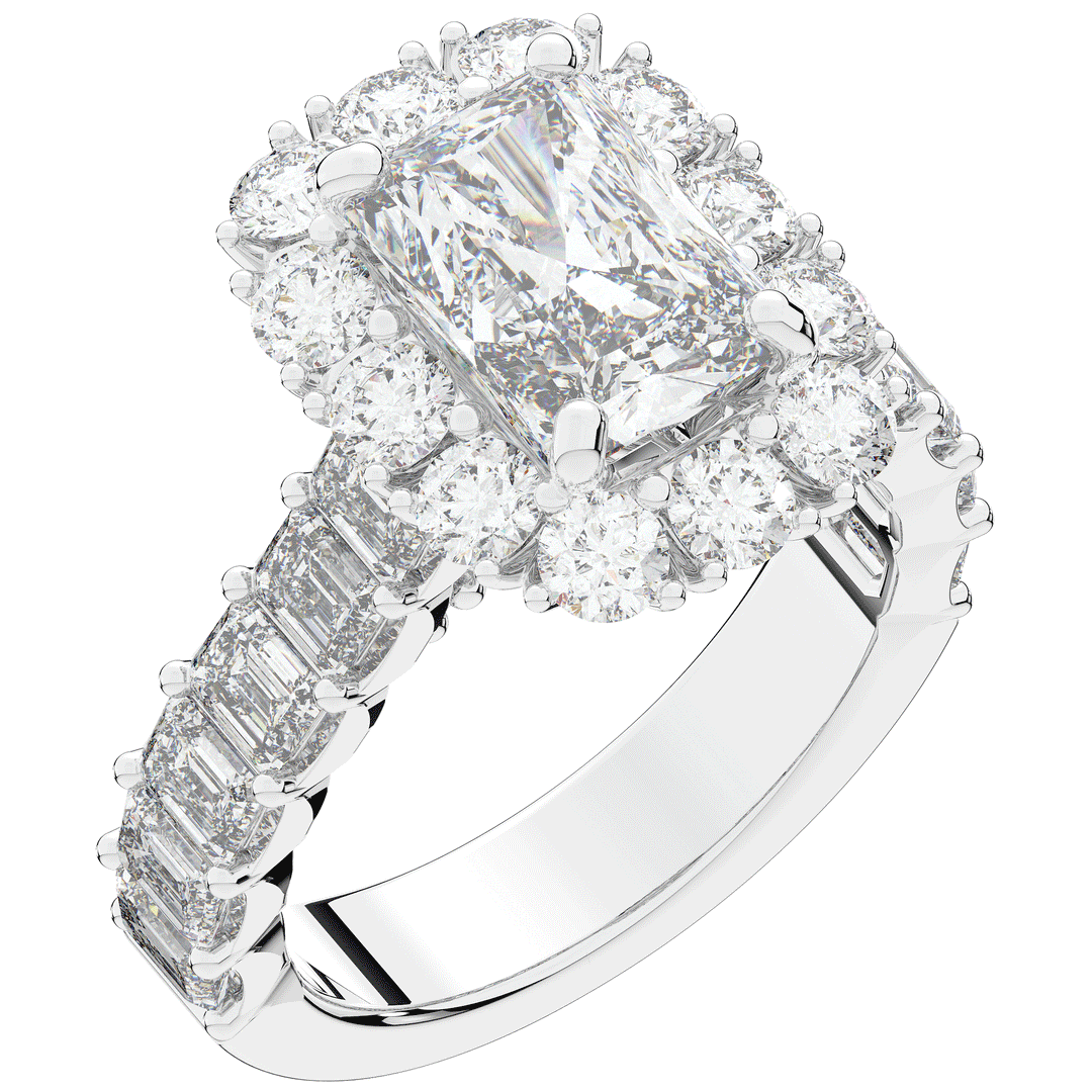 6.00CT.TW RADIANT LAB DIAMOND HALO ENGAGEMENT RING - Nazarelle