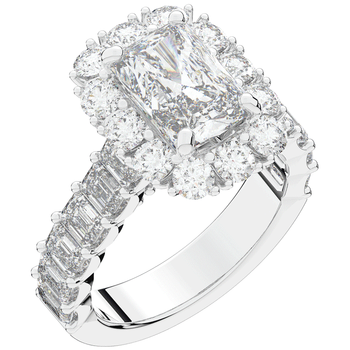 6.00CT.TW RADIANT LAB DIAMOND HALO ENGAGEMENT RING - Nazarelle