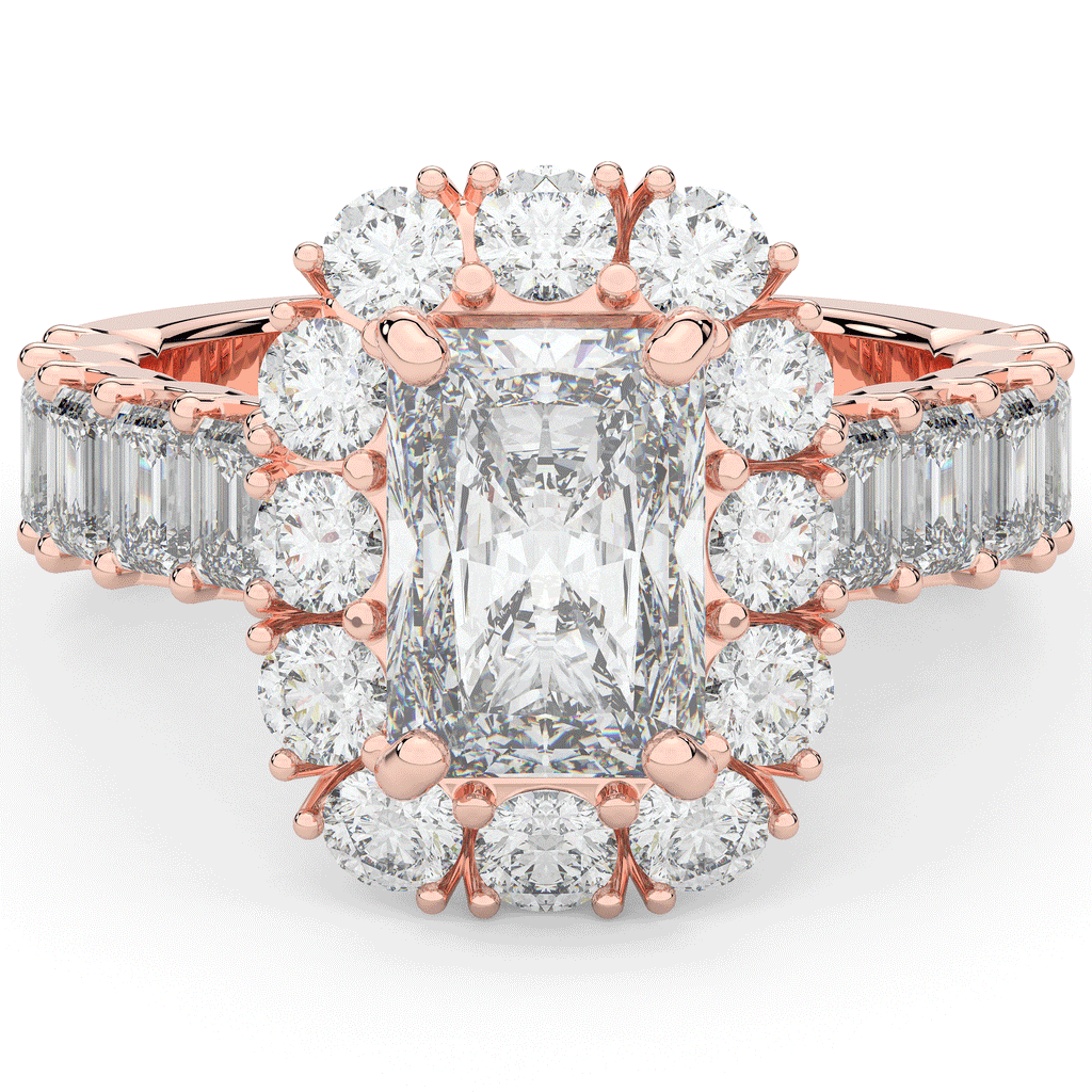 6.00CT.TW RADIANT LAB DIAMOND HALO ENGAGEMENT RING - Nazarelle
