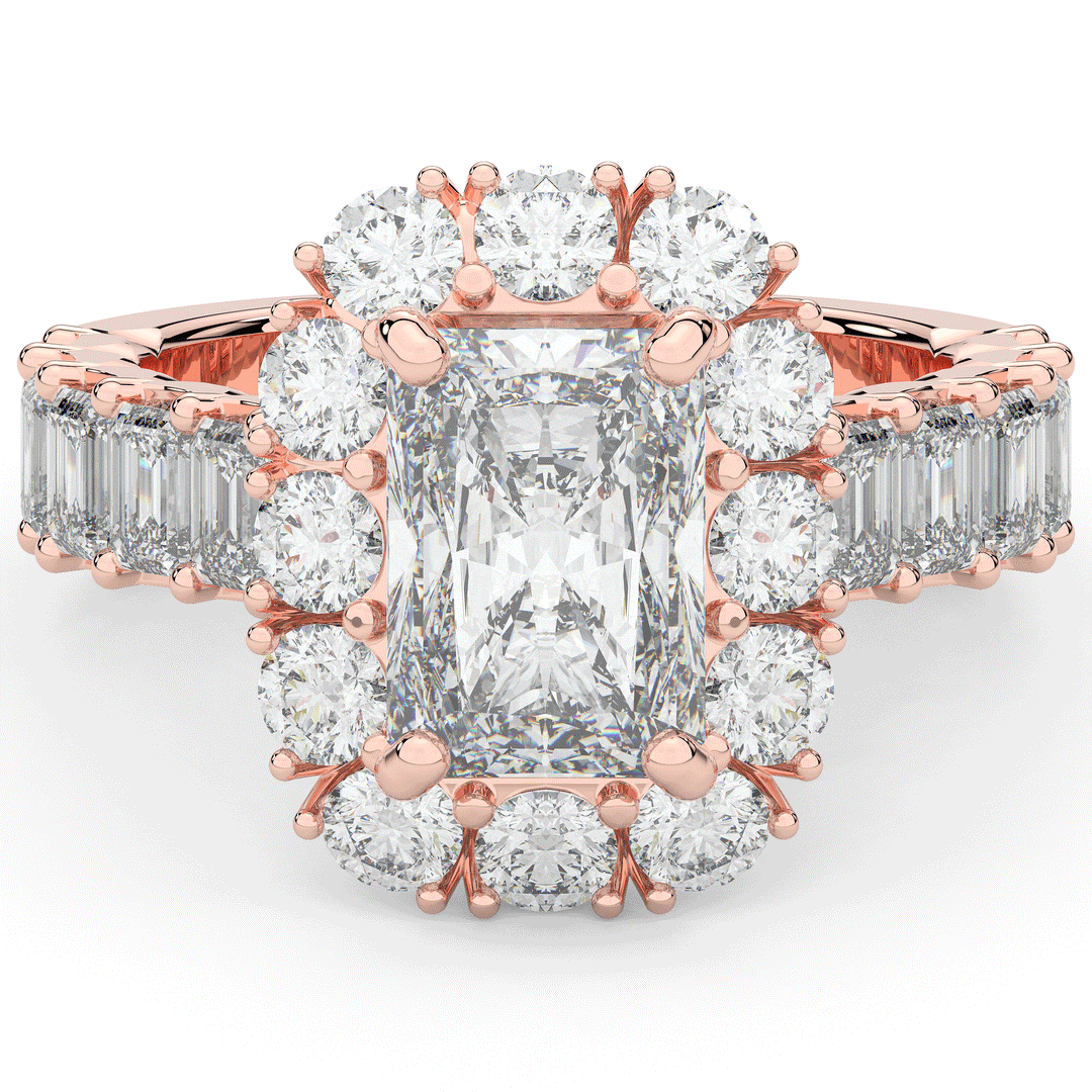 6.00CT.TW RADIANT LAB DIAMOND HALO ENGAGEMENT RING - Nazarelle