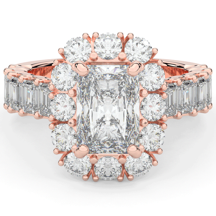 6.00CT.TW RADIANT LAB DIAMOND HALO ENGAGEMENT RING - Nazarelle