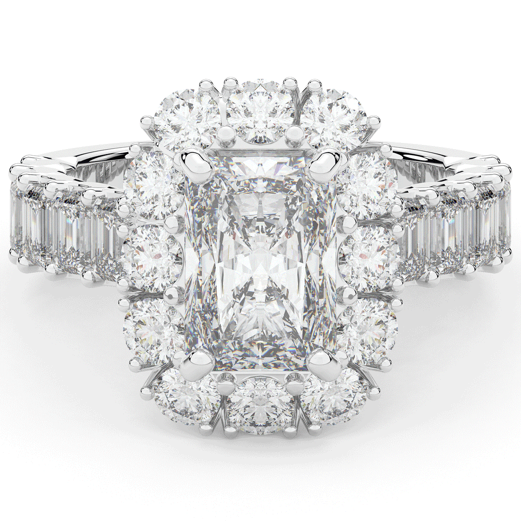 6.00CT.TW RADIANT LAB DIAMOND HALO ENGAGEMENT RING - Nazarelle